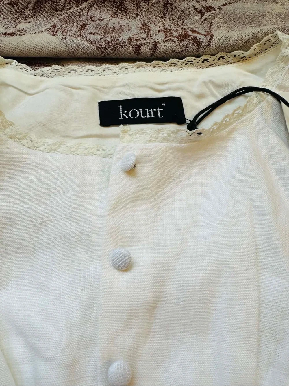 Sleeveless White Button-Front Top with Lace Trim - Picture 9 of 12
